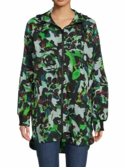 Women Kenzo Abstract Hooded High Low Jacket