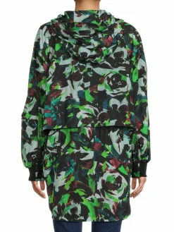 Women Kenzo Abstract Hooded High Low Jacket