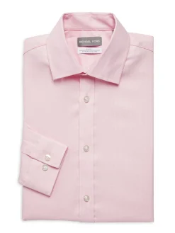 Michael Kors Dress Shirts|Airsoft Cooling Slim Fit Herringbone Sport Shirt Petal