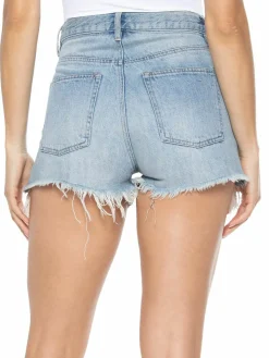 Women Blue Revival All Chained Up High Rise Frayed Denim Shorts