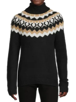 Reiss Sweaters|Alpine Chevron Wool Blend Sweater Navy Camel