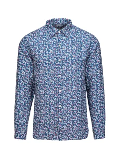 Swims Linen|Amalfi Floral Linen Long Sleeve Shirt Navy