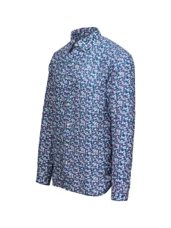 Swims Linen|Amalfi Floral Linen Long Sleeve Shirt Navy