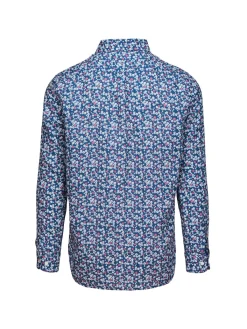 Swims Linen|Amalfi Floral Linen Long Sleeve Shirt Navy