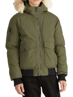 Pajar Coats & Jackets|Anderson Mixed Media Faux Fur Trim Hooded Bomber Jacket