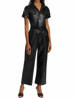 Women Paige Anessa Faux Leather Belted Jumpsuit