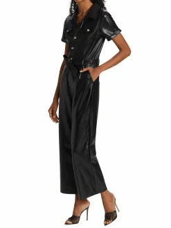 Women Paige Anessa Faux Leather Belted Jumpsuit