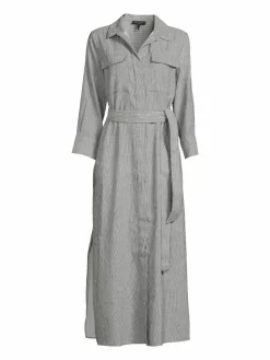 Women rag & bone Angela Striped Linen Blend Midi Dress