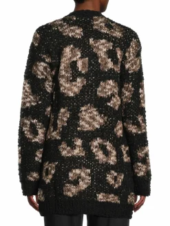 Women Bobeau Animal Print Open Front Cardigan