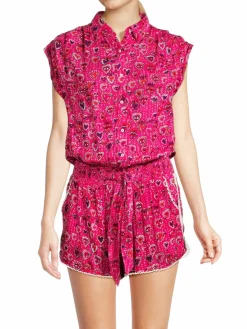 Women Poupette St Barth Anita Heart Print Blouson Romper