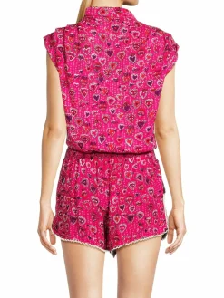 Women Poupette St Barth Anita Heart Print Blouson Romper