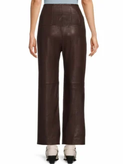 Women Veronica Beard Arcello Leather High Rise Pants