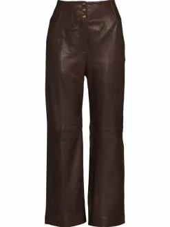 Women Veronica Beard Arcello Leather High Rise Pants