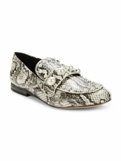 Karl Lagerfeld Paris Avah Python Embossed Studded Loafers