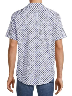 Robert Graham Casual Button-Down Shirts|Backman Classic Fit Geometric Sport Shirt Navy