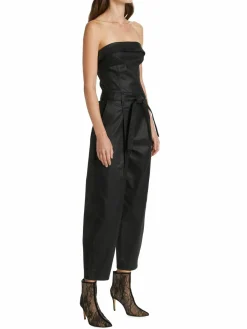 Women 7 For All Mankind Balloon-Leg Coated Denim Jumpsuit