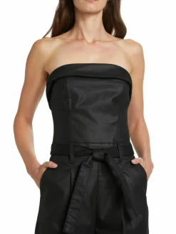 Women 7 For All Mankind Balloon-Leg Coated Denim Jumpsuit