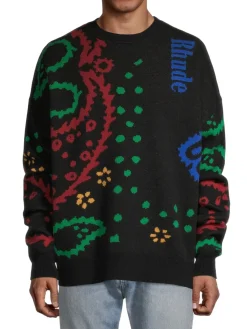 R H U D E Cashmere|Bandana Knit Sweater Black Red