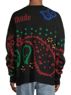 R H U D E Cashmere|Bandana Knit Sweater Black Red