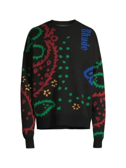 R H U D E Cashmere|Bandana Knit Sweater Black Red