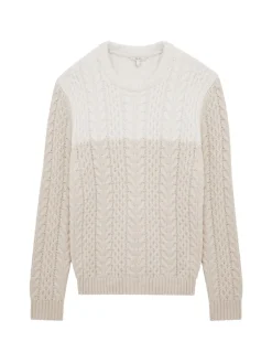 Reiss Sweaters|Bankside Cable Knit Wool Blend Sweater Ecru Oatmeal
