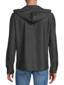 Robert Barakett Linen|Banya Linen Blend Hooded Shirt Jacket Charcoal