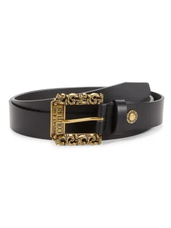 Versace Jeans Couture Belts|Baroque Leather Belt Black Gold