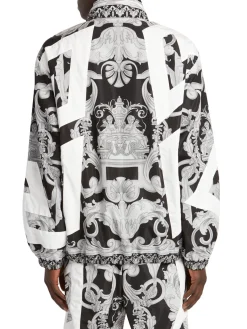 Versace Coats & Jackets|Baroque Print Hooded Jacket Black White