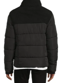 NOIZE Coats & Jackets|Barry Faux Shearling Mockneck Puffer Jacket Black