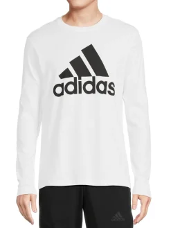 adidas Activewear|Basic Logo Long Sleeve T Shirt White