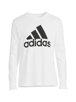 adidas Activewear|Basic Logo Long Sleeve T Shirt White