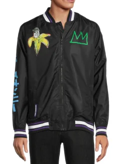 Members Only Coats & Jackets|Basquiat X Graphic Bomber Jacket Black