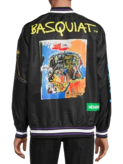 Members Only Coats & Jackets|Basquiat X Graphic Bomber Jacket Black