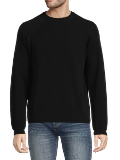 BATONER Sweaters| Raglan Sleeve Crewneck Wool Sweater Black