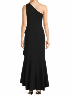 Women Adrianna Papell Beaded Crepe Ruffle Gown