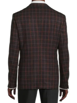 John Varvatos Blazers & Sportcoats|Bedford Plaid Wool Blend Blazer Brown