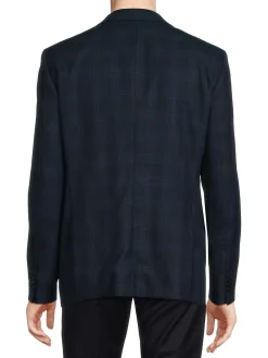 John Varvatos Star U.S.A. Blazers & Sportcoats|Bedford Plaid Wool Blend Sportcoat Blue