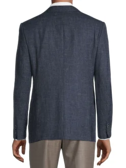 John Varvatos Star U.S.A. Linen|Bedford Regular-Fit Textured Wool & Linen Blazer Navy