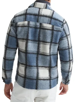 Reiss Coats & Jackets|Belair Checked Wool Blend Shirt Jacket Blue
