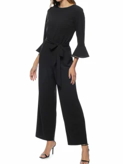 Women Marina Bell Sleeve Belted Wide Leg Jumpsuit