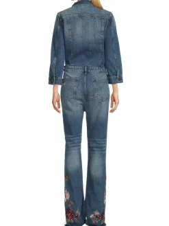 Women Driftwood Belle Floral Denim Flare Jumpsuit