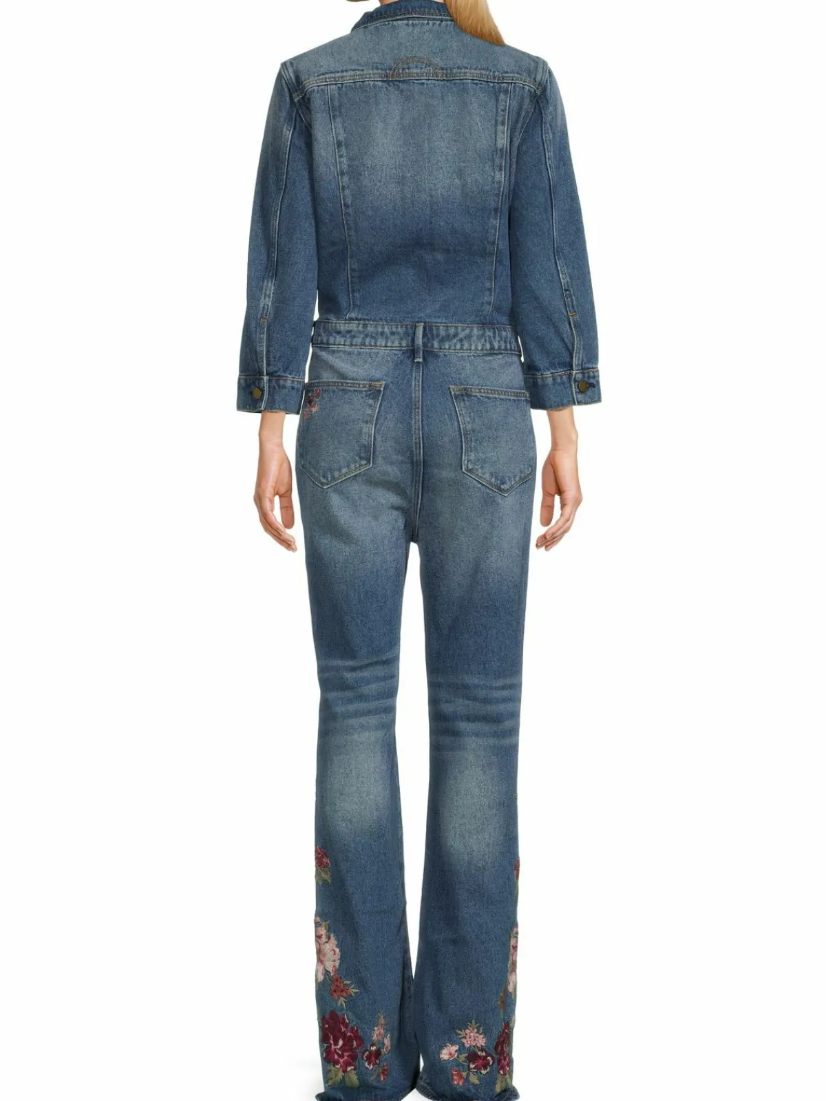 Women Driftwood Belle Floral Denim Flare Jumpsuit