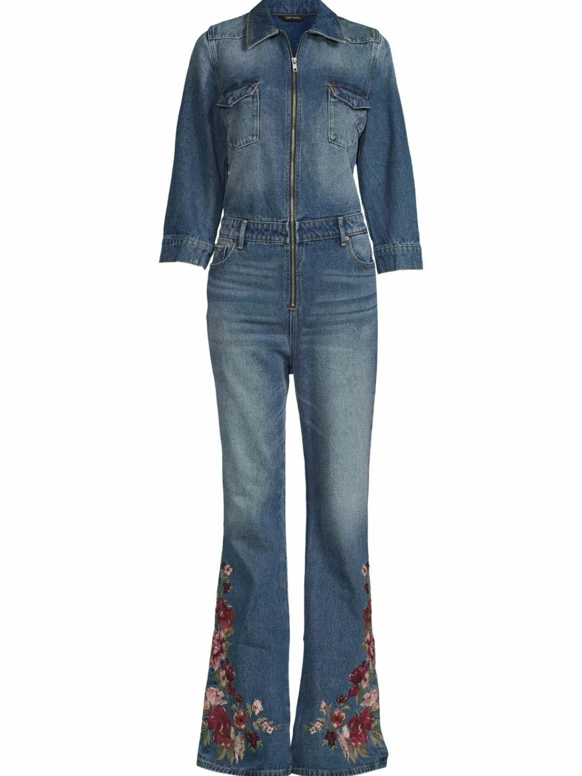 Women Driftwood Belle Floral Denim Flare Jumpsuit