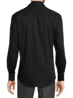 Bertigo Casual Button-Down Shirts|Bello Contrast Cuff Button Down Shirt Black
