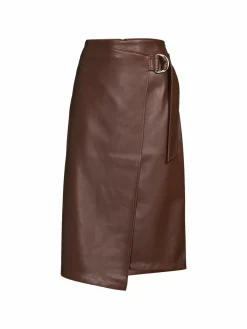 Women Avec Les Filles Belted Faux Leather Midi Wrap Skirt
