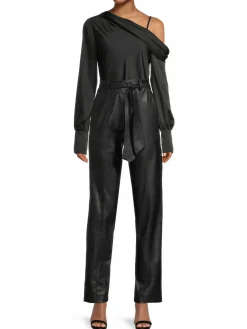Women Donna Karan Belted Faux Leather Pants