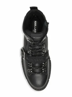 Karl Lagerfeld Paris Belted Leather Hiker Boots