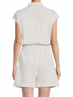 Women Saks Fifth Avenue Belted Linen Blend Romper