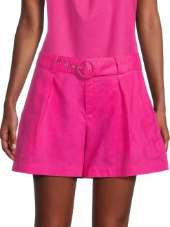 Women Saks Fifth Avenue Belted Linen Blend Shorts