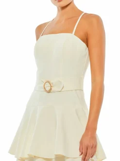 Women Mac Duggal Belted Ruffle Midaxi Dress